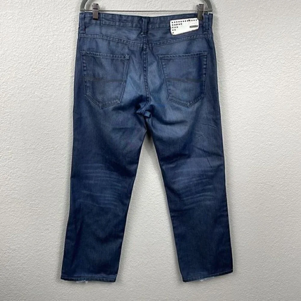 Jack & Jones Mens Straight Leg Jeans Dark Blue Button Fly Relaxed
